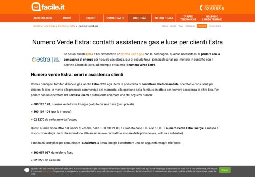 
                            5. Numero verde Estra: contatti assistenza Estra | Facile.it