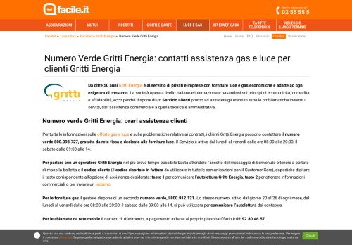 
                            6. Numero verde Gritti Energia: contatti assistenza Gritti Energia | Facile.it