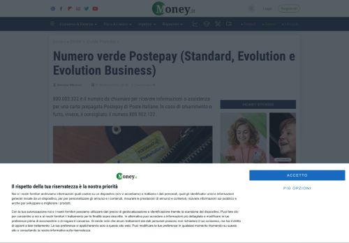 
                            10. Numero verde Postepay (Standard, Evolution e Evolution Business)