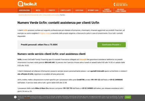 
                            5. Numero Verde Ucfin: contatti assistenza per clienti Ucfin | Facile.it