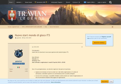 
                            4. Nuovo start mondo di gioco IT3 - Informasi Server - Travian ...
