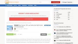 
                            6. Nur heute: 25% auf alles bei MyProtein und Geschenke - Preispirat