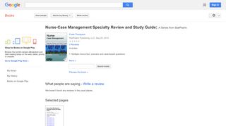 
                            12. Nurse-Case Management Specialty Review and Study Guide: A Series ...