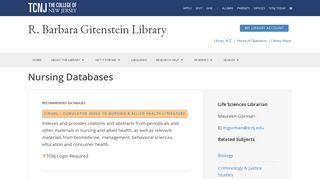 
                            4. Nursing Databases | R. Barbara Gitenstein Library