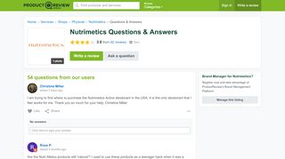
                            12. Nutrimetics Questions - ProductReview.com.au