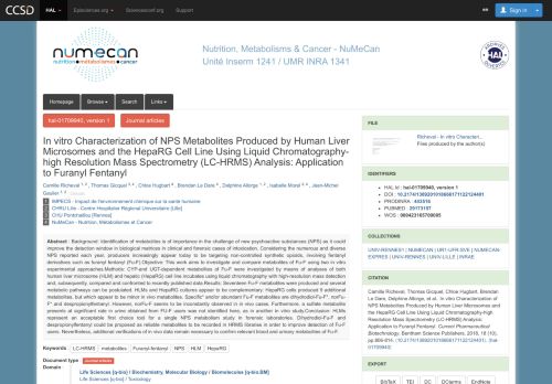 
                            8. Nutrition, Métabolismes et Cancer - In vitro Characterization of NPS ...