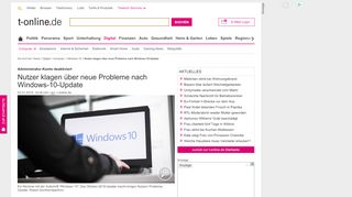 
                            2. Nutzer klagen über neue Probleme nach Windows-10-Update - T-Online