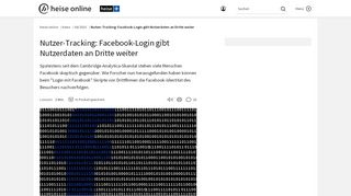 
                            3. Nutzer-Tracking: Facebook-Login gibt Nutzerdaten an Dritte weiter ...