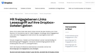 
                            1. Nutzern über freigegebene Links Lesezugriff auf Ihre ... - Dropbox