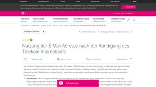 
                            5. Nutzung der E-Mail Adresse nach der Kündigung des ... | Telekom ...
