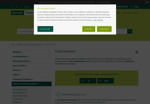 
                            4. Nutzung von Datenbanken bei DomainFactory