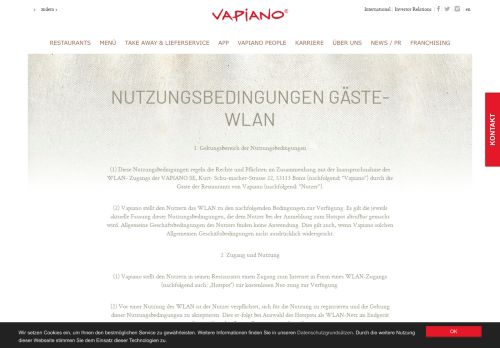 
                            6. Nutzungsbedingungen Gäste-WLAN | VAPIANO