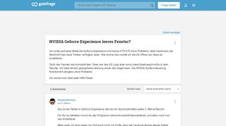 
                            7. NVIDIA Geforce Experience leeres Fenster? (Computer) - Gutefrage