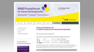 
                            3. NWB Praxisforum für Steuerfachangestellte - Online-Anmeldung