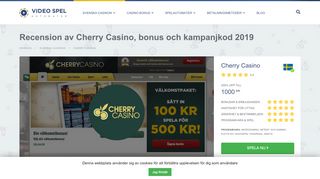 
                            12. Nyaste Cherry Casino Bonus Kampanjkod februari 2019: 100 ...