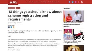 
                            8. NYSC 18 things you should know about scheme registration and ...