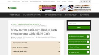
                            5. NYSC | www.mmm-cash.com How to earn extra income with MMM Cash