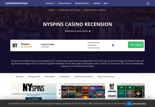 
                            12. NYspins Casino - Spela utan registrering & få vinsterna direkt