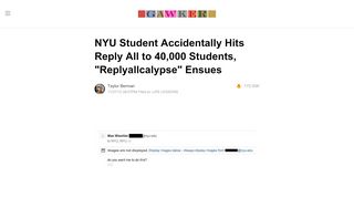 
                            10. NYU Student Accidentally Hits Reply All to 40000 Students - Gawker