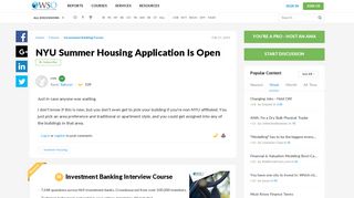 
                            12. NYU Summer Housing Application is open | Wall Street Oasis