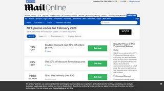 
                            3. NYX promo code - 20% OFF in February - Daily Mail