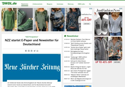 
                            6. NZZ startet E-Paper und Newsletter für Deutschland - DWDL.de
