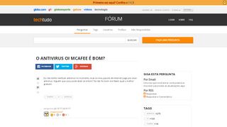 
                            13. O antivirus oi Mcafee é bom? - Techtudo-Forum