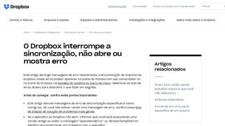 
                            7. O Dropbox interrompe a sincronização, não abre ou mostra erro ...