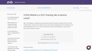 
                            10. O EVO Mobile e o EVO Training são a mesma coisa? – Central de Ajuda