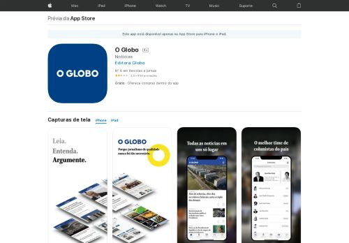 
                            12. O Globo na App Store - iTunes - Apple