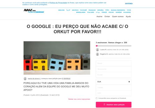 
                            12. O GOOGLE : EU PERÇO QUE NÃO ACABE C/ O ORKUT POR FAVOR!!!