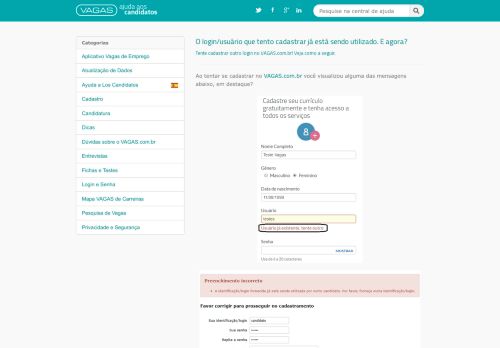 
                            12. O login/usuário que tento cadastrar já está sendo utilizado. E agora ...