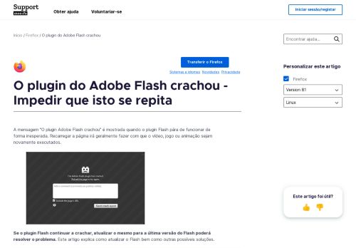 
                            10. O plugin do Adobe Flash crachou - Impedir que isto se repita | Ajuda ...