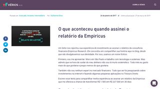 
                            12. O que aconteceu quando assinei o relatório da Empiricus - Vérios