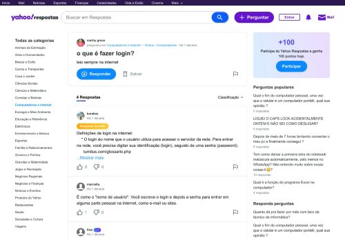 
                            6. o que é fazer login? | Yahoo Respostas