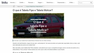 
                            11. O que é Tabela Fipe e Tabela Molicar? - Bidu Corretora