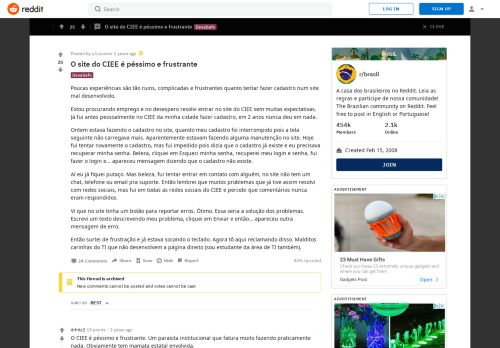 
                            9. O site do CIEE é péssimo e frustrante : brasil - Reddit