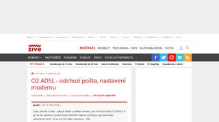 
                            8. O2 ADSL - odchozí pošta, nastavení modemu - poradna Živě.cz