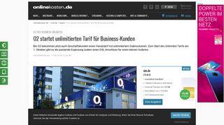 
                            11. O2 startet unlimitierten Tarif für Business-Kunden - Onlinekosten