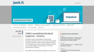 
                            7. O365:n postijärjestelmässä ongelmia – korjattu | Helpdesk - JAMKin ...