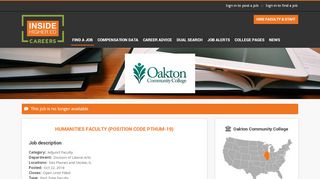 
                            7. Oakton Community College Job Posting: Humanities faculty (Position ...