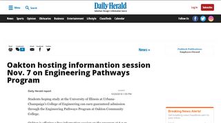 
                            10. Oakton hosting informantion session Nov. 7 on Engineering Pathways ...