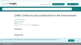 
                            6. OARE: Online Access to Research in the Environment | Reference ...