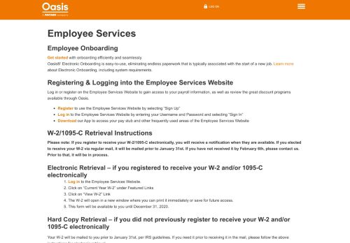 
                            9. Oasis Employee Services Website for Benefits, W-2 & Payroll Info ...