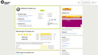 
                            2. obadis.com Bewertungen & Erfahrungen | Trusted Shops