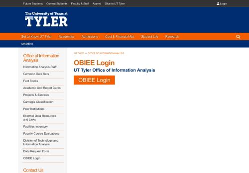 
                            8. OBIEE Login | UT Tyler Office of Information Analysis