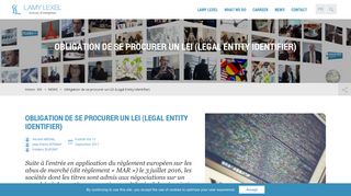 
                            8. Obligation de se procurer un LEI (Legal Entity Identifier) - Actualités ...