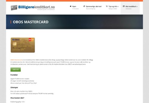 
                            7. Obos MasterCard Kredittkort - Billige Kredittkort