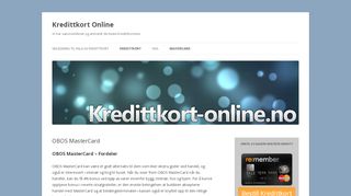 
                            12. OBOS MasterCard - Kredittkort Online