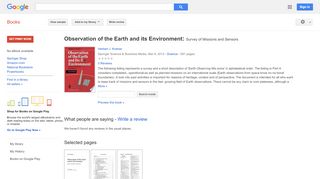 
                            11. Observation of the Earth and its Environment: Survey of Missions and ...